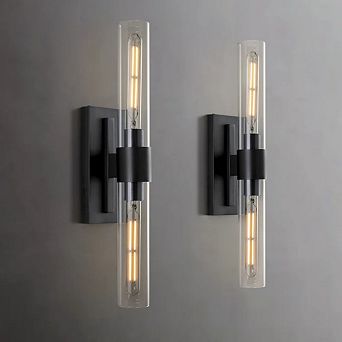 Luxury Brass Glass Wall Sconce with Bulb (Set of 2)