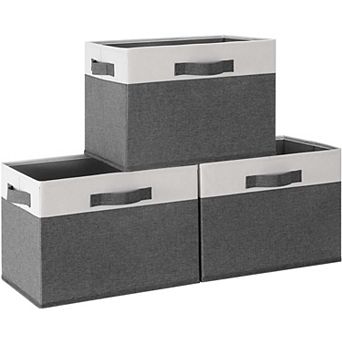 Large Closet Storage Bins with 3 Handles 15x11x9.6 Inch Foldable Fabric 3 Pack