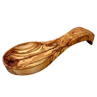 Mediterranean Olive Wood Spoon Rest Kitchen Countertop Spatula & Utensil Holder