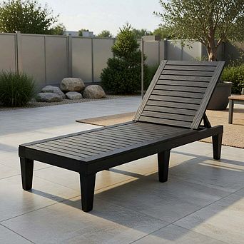 5 Position Adjustable Backrest Outdoor Chaise Recliner, Black Patio Lounge Chair