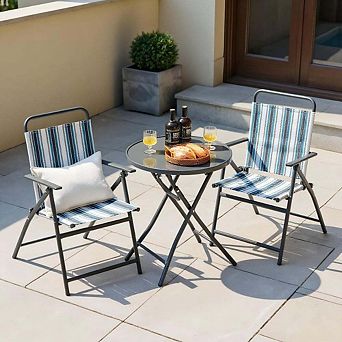 3 Pack Portable All Weather Foldable Outdoor Dining Chairs for Garden Pool