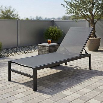 6-position rustproof aluminum chaise lounge, gray multi-scene patio recliner