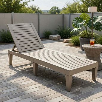 5-position backrest outdoor chaise recliner, brown portable patio lounge