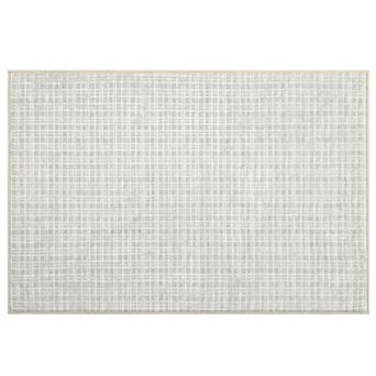 Washable Modern Plaid Printed Rug Non Slip Low Pile Rug for Living Room Bedroom Playroom