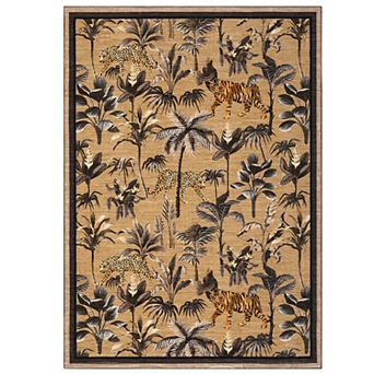 lxt-Washable Rug Tiger Rug Area Rug Non Slip Non Shedding Rug for Bedroom Living Room