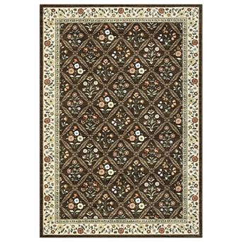 Washable Area Rugs Floral Print Accent Carpet Non-Slip Backing Stain-Resistant Farmhouse Floor Cover