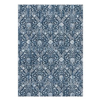 lxt-Washable Area Rug Floral Carpet Non-Slip Backing Vintage Foldable Mat for Bedroom
