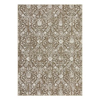 lxt-Washable Area Rug Floral Carpet Non-Slip Backing Vintage Foldable Mat for Bedroom