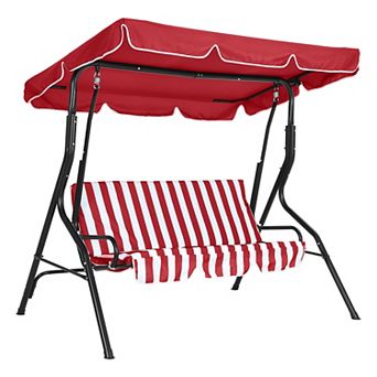 Comfort‑Focused 3‑Seat Porch Swing for Adults, Weather‑Resistant Cushioned Patio Swing