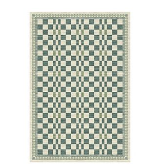 lxt-Washable Rugs for Living Room Modern Checkered Rug Foldable Carpet for Office