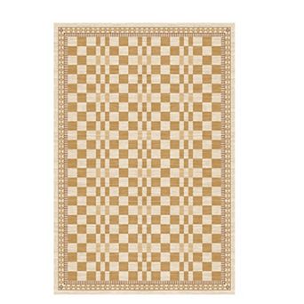 lxt-Washable Rugs for Living Room Modern Checkered Rug Foldable Carpet for Office