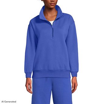 Petite Lands' End Relaxed Quarter Zip Pullover Sweatshirt