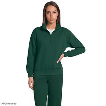 Petite Lands' End Relaxed Quarter Zip Pullover Sweatshirt