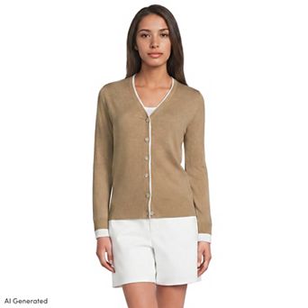Women's Lands' End Drifter Lite Double Trim Cardigan Sweater