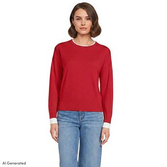 Women's Lands' End Drifter Lite Double Trim Crew Sweater