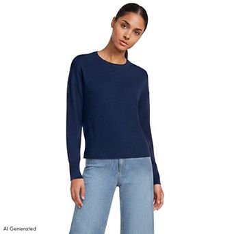 Women's Lands' End Drifter Lite Double Trim Crew Sweater