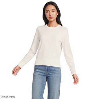 Women's Lands' End Drifter Lite Double Trim Crew Sweater