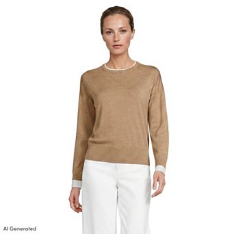 Women's Lands' End Drifter Lite Double Trim Crew Sweater