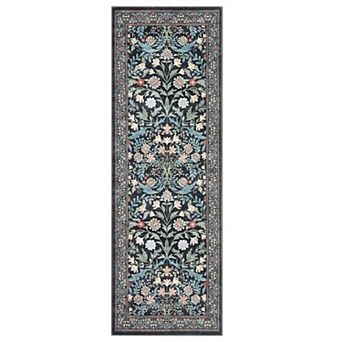 lxt-Floral Washable Area Rug Vintage Rugs for Living Room Carpets for Bedroom