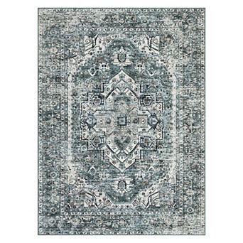 Washable Area Rug Vintage Rug Non Slip Rug for Living Room Bedroom Study Room Playroom