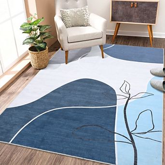 lxt-Abstract Area Rug Washable Rug Modern Rug Stain Resistant Carpet Bedroom Rug