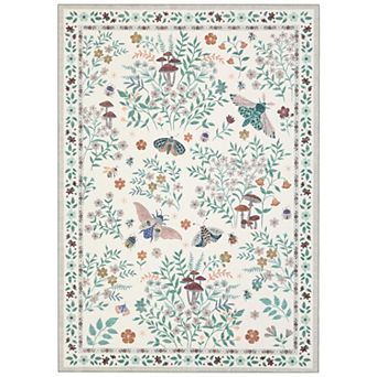 Area Rug for Living Room Washable Collapsible Floral Carpet with Non-Slip Backing Soft and Durable