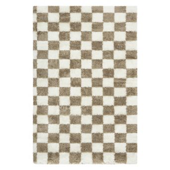 Area Rug Checkered Fluffy Rug Rugs for Bedroom Non-Slip Floor Fluffy Carpet for Living Room