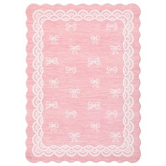 Washable Scalloped Area Rug for Living Room Non-Slip Carpet for Girls Bedroom Dining Room