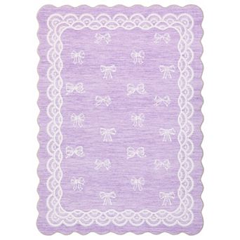 Washable Scalloped Area Rug for Living Room Non-Slip Carpet for Girls Bedroom Dining Room