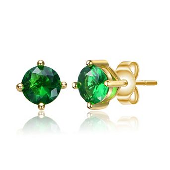 Megan Walford 14k Gold over Sterling Silver Cubic Zirconia Birthstone Stud Earrings