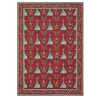 lxt-Christmas Rugs for Bedroom Washable Accent Rug Xmas Tree Carpet for Living Room