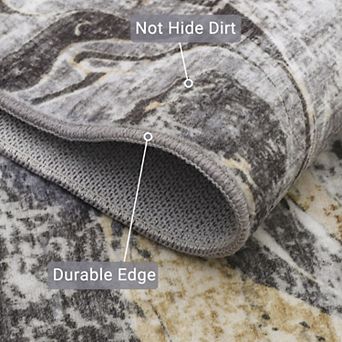 lxt-Modern Area Rug Machine Washable Rug Non-Slip Foldable Rug for Living Room Bedroom