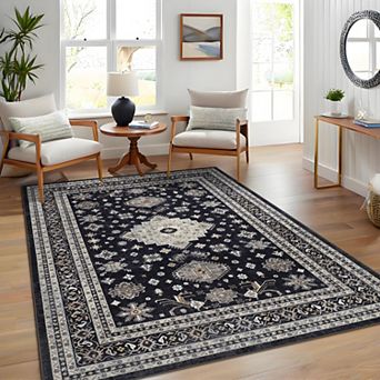 Washable Area Rugs for Bedroom Living Room Vintage Floral Farmhouse Carpet for Office Nursery