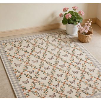 Modern Floral Geometric Area Rug Butterfly Washable Rugs Folding Throw Carpet For Home Decor