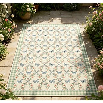 Modern Floral Geometric Area Rug Butterfly Washable Rugs Folding Throw Carpet For Home Decor
