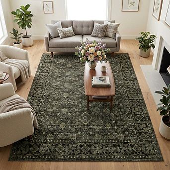 Vintage Boho Rug Washable Non Slip Carpet for Living Room Bedroom Dining Room Office