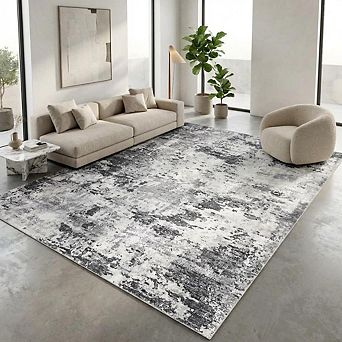 lxt-Washable Rugs for Living Room Abstract Area Rug for Bedroom Non Shedding Stain Resistant Rug