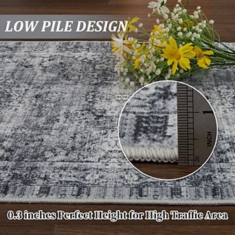 Vintage Washable Rugs Living Room Area Carpet Modern Vintage Rugs Non Slip Carpet for Bedroom