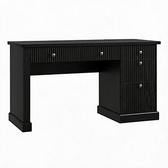 Modern Executive Desk with Storage Cabinet and Drawer Fluted Computer Writing Desk for Home
