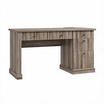 Modern Executive Desk with Storage Cabinet and Drawer Fluted Computer Writing Desk for Home