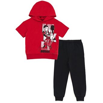 Disney's Mickey Mouse 2 pc Hooded Tee and Fleece Pants Set
