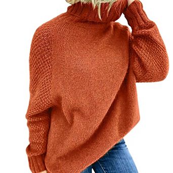 Women's Turtleneck Knit Sweater Long Sleeve Pullover Jumper for Daily Wear
