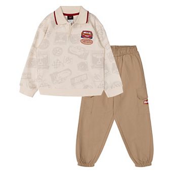 Disney Cars Lightning McQueen 2 pc Polo Sweatshirt and Cargo Pants Set