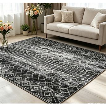 Area Rug for Living Room Washable Non Slip Geometric Bedroom Rugs Stain Resistant Foldable Carpet