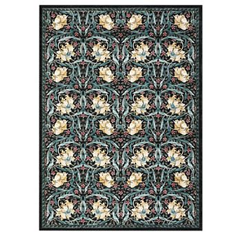 Machine Washable Area Rugs Vintage Floral Traditional Accent Rug for Living Room Foldable Carpet