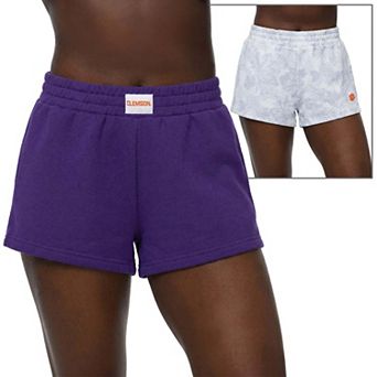 Women's ZooZatz Purple/Gray Clemson Tigers Two-Pack Knockout Shorts Set
