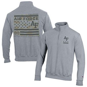 Men's Champion Gray Air Force Falcons Operation Hat Trick Flag Powerblend Fleece Quarter-Zip Pullover