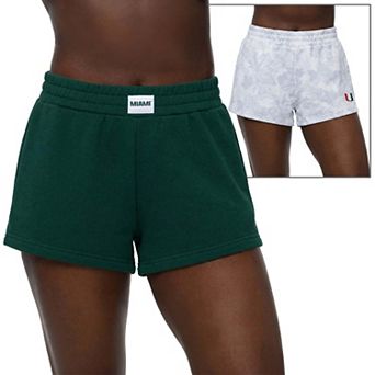 Women's ZooZatz Green/Gray Miami Hurricanes Two-Pack Knockout Shorts Set