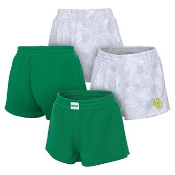 Women's ZooZatz Green/Gray Oregon Ducks Two-Pack Knockout Shorts Set