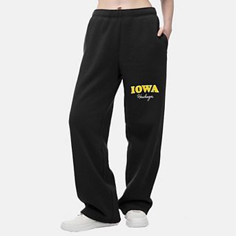 Women's ZooZatz Black Iowa Hawkeyes Wordmark Fleece Sweatpants